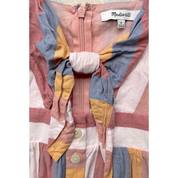 Madewell Tie-Front Cutout Dress in Sherbet Stripe, Size 6 - Picture 7 of 14